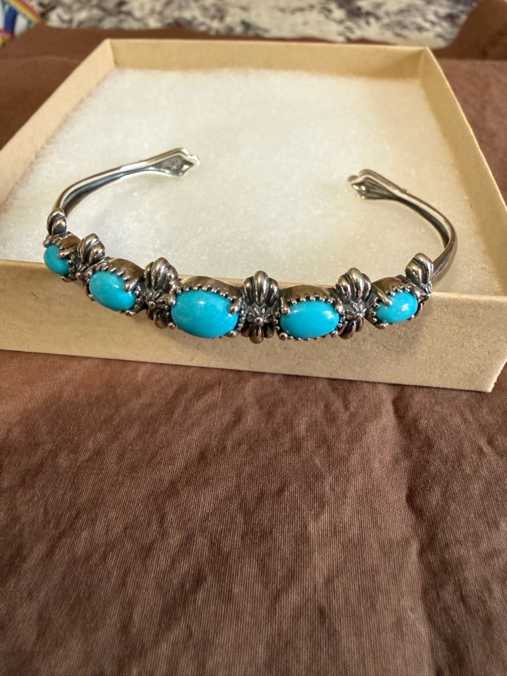 American West - Oval Turquoise Sterling Silver Cuff Bracelet